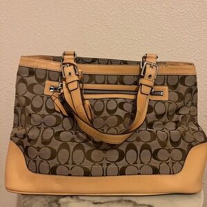 Vintage Coach signature brown canvas bag with adjustable straps